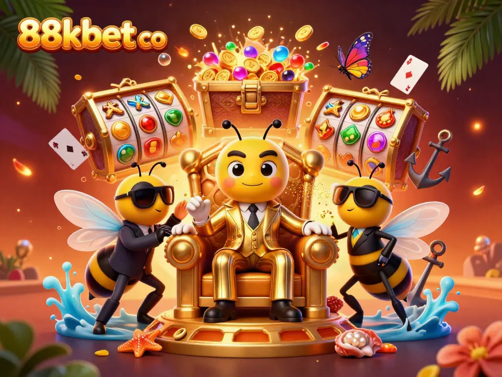 Engage with exciting gameplay featured in 88kbet co, showcasing slots and casino elements surrounded by vibrant characters.